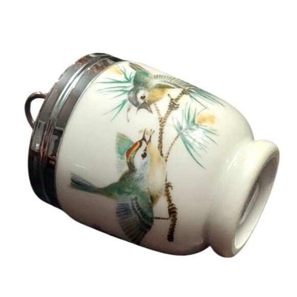 Vintage Royal Worcester Egg Coddler W/ Lid Porcelain Wrens Finches Birds England - Picture 5 of 10